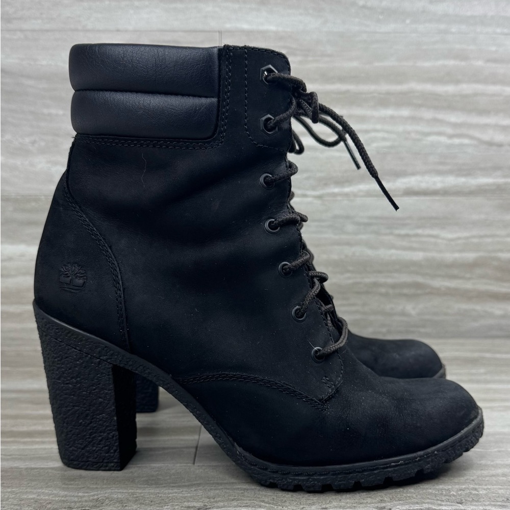 Timberland Tillston Black Nubuck Lace-Up 6in Boots Womens Size 8